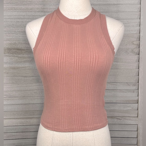 ZARA Ribbed Stretchy Tank Top Mauve Pink-Small - Picture 1 of 2